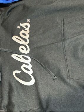 Cabela's Black Hoodie with White Script Logo